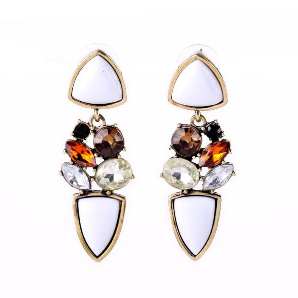 Vintage Gold Drop Earrings Crystal PendantEarrings - Picture 6 of 6